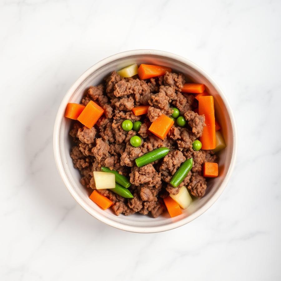 Receita natural de carne com legumes para cães e gatos